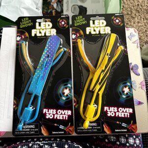 Set of 2 LED Flyer Flying Toy Blue & Yellow SEALED